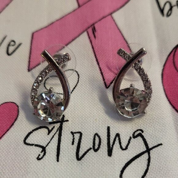 Cross Fishtail Zircon Earrings, Teardrop Fashion Silver Earrings - Picture 2 of 5